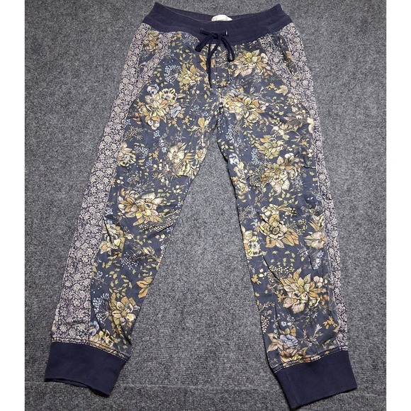 Womens Anthropologie Kallie Cropped Jogger Pants 26" Floral Blue Lyocell XS - Picture 1 of 12